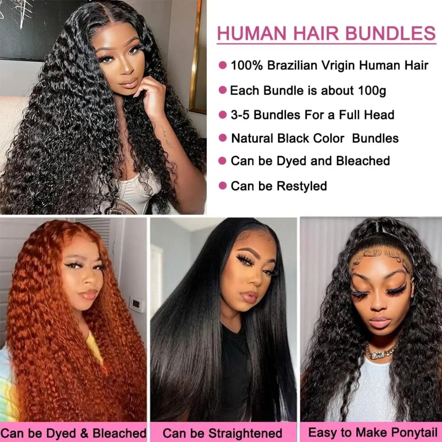 Peruvian 10A  Water Wave Bundles Unprocessed Curly Human Hair Bundles Weave Remy Water Wave Hair Extensions No Tangle 12-30